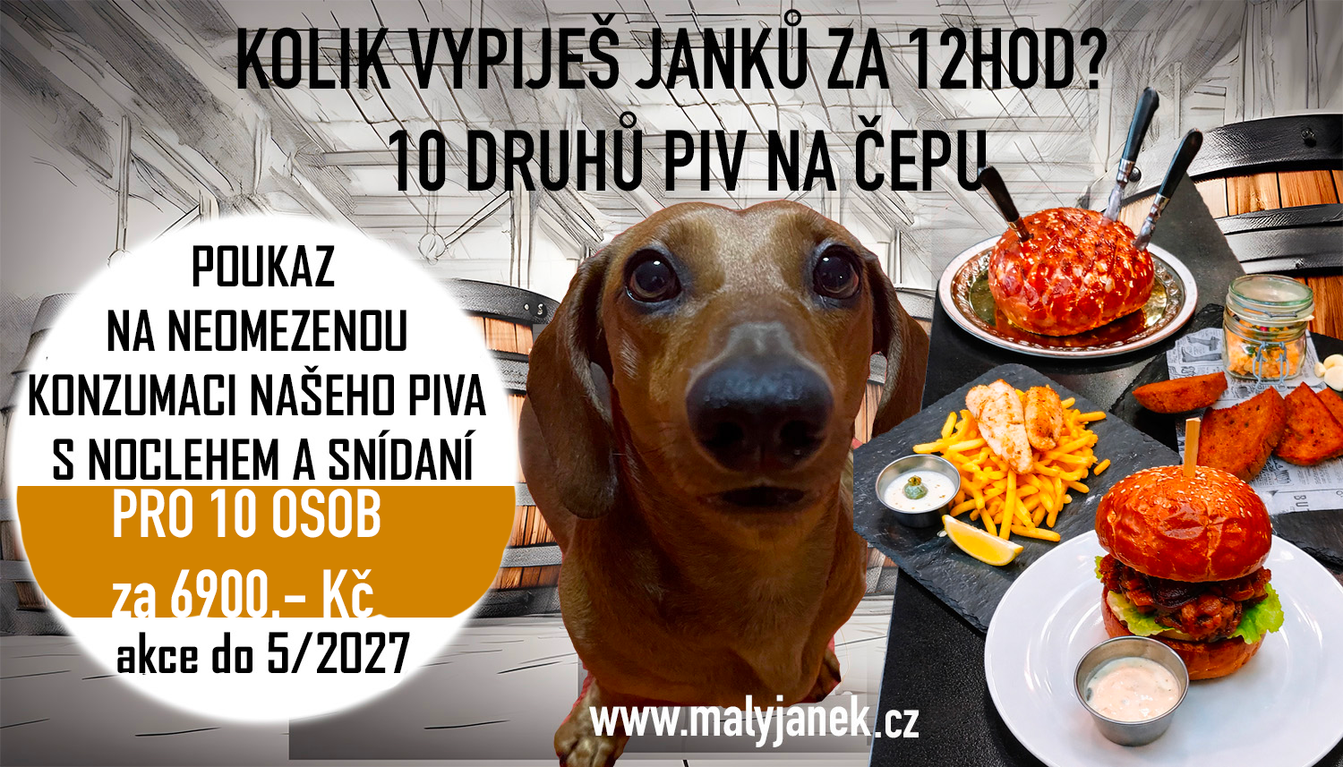 SUPER AKCE: NEOMEZENÁ KONZUMACE PIV S UBYTOVÁNÍM A SNÍDANÍ. Pro 10 osoby